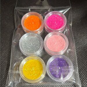 Set of 6 sugar Glitter Powders in Assorted Colors